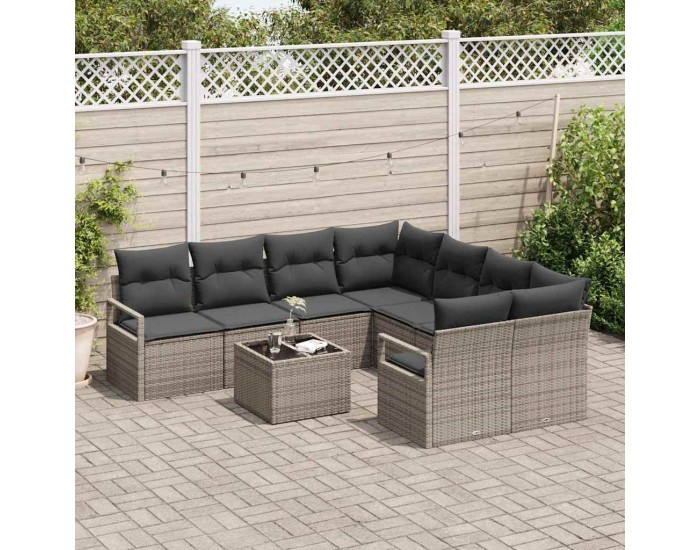 Sonata H Градински Софа Комплект 9 pcs Сив 55 x 55 x 37 см полиратан