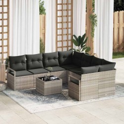 Sonata H Градински Софа Комплект 9 pcs Светло сиво и черно - Canapele și bănci de grădină