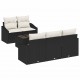 Sonata H Градински Софа Комплект 6 pcs Черен и кремав 55 x 55 x 37 см