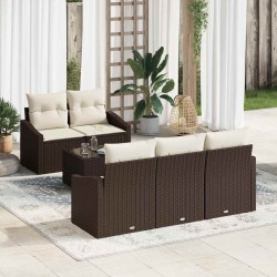 Sonata H Градински Софа Комплект 6 pcs Кафяв и Кремав 55 x 55 x 37 см - Canapele și bănci de grădină
