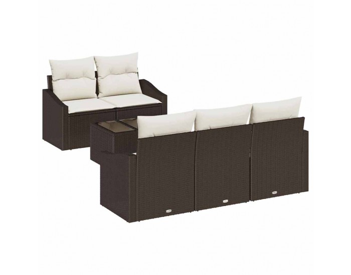 Sonata H Градински Софа Комплект 6 pcs Кафяв и Кремав 55 x 55 x 37 см
