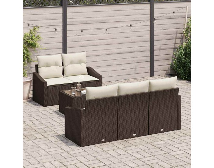 Sonata H Градински Софа Комплект 6 pcs Кафяв и Кремав 55 x 55 x 37 см