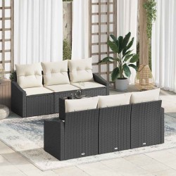 Sonata H Градински Софа Комплект 7 pcs Черен и кремав 55 x 55 x 37 см - Canapele și bănci de grădină