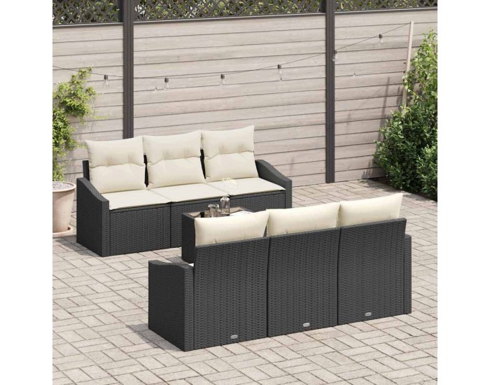 Sonata H Градински Софа Комплект 7 pcs Черен и кремав 55 x 55 x 37 см