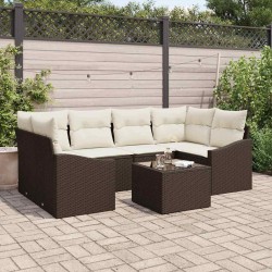 Sonata H Градински Софа Комплект 7 pcs Кафяв и Кремав 55 x 55 x 37 см - Canapele și bănci de grădină
