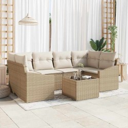 Sonata H Градински Софа Комплект 7 pcs Бежов и кремав 55 x 55 x 37 см - Canapele și bănci de grădină