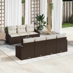 Sonata H Градински Софа Комплект 8 pcs Кафяв и Кремав 55 x 55 x 37 см - Canapele și bănci de grădină