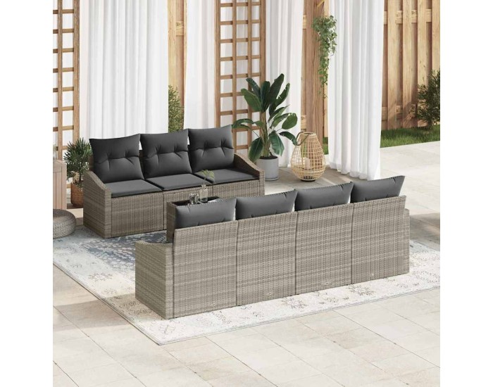 Sonata Set de canapea 8 buc. Gri deschis poliratan