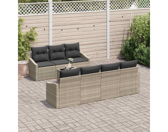Sonata Set de canapea 8 buc. Gri deschis poliratan