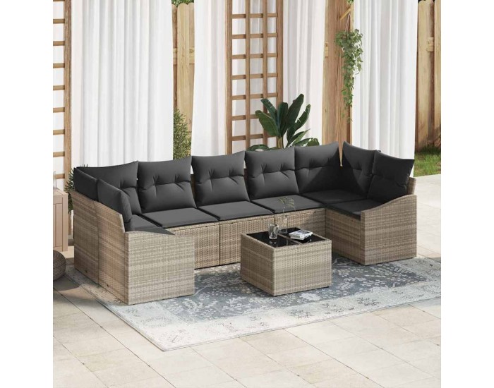 Sonata H Градински Софа Комплект 8 pcs Светлосиво 55 x 55 x 37 см