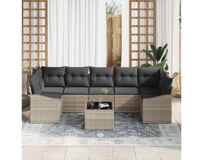 Sonata H Градински Софа Комплект 8 pcs Светлосиво 55 x 55 x 37 см