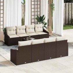 Sonata H Градински Софа Комплект 9 pcs Кафяв и Кремав 55 x 55 x 37 см - Canapele și bănci de grădină