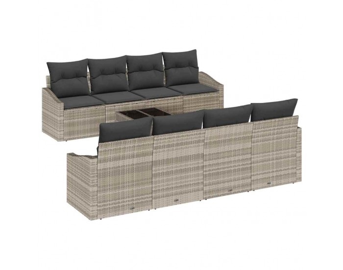 Sonata H Градински Софа Комплект 9 pcs Светлосиво 55 x 55 x 37 см