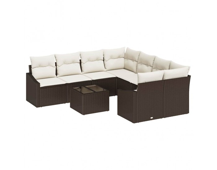 Sonata H Градински Софа Комплект 9 pcs Кафяв и Кремав 55 x 55 x 37 см