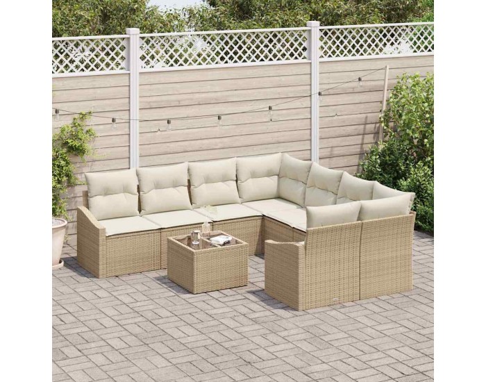 Sonata H Градински Софа Комплект 9 pcs Бежов и кремав 55 x 55 x 37 см