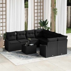 Sonata H Градински Софа Комплект 9 pcs Черно 55 x 55 x 37 см - Canapele și bănci de grădină