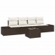 Sonata H Градински Софа Комплект 5 pcs Кафяв и Кремав 55 x 55 x 37 см