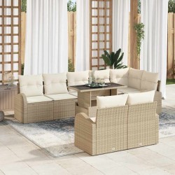 Sonata H Градински Софа Комплект 9 pcs бежово и кремаво 100 x 55 x 73 см - Canapele și bănci de grădină