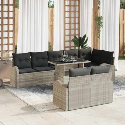 Sonata H Градински Софа Комплект 9 pcs Светлосиво 100 x 55 x 73 см - Canapele și bănci de grădină