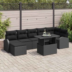 Sonata H Градински Софа Комплект с възглавница 8 pcs Черно - Canapele și bănci de grădină