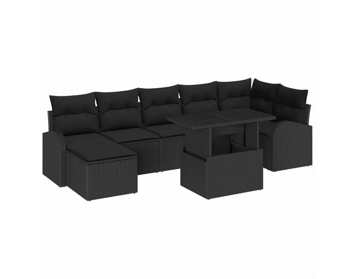 Sonata H Градински Софа Комплект с възглавница 8 pcs Черно