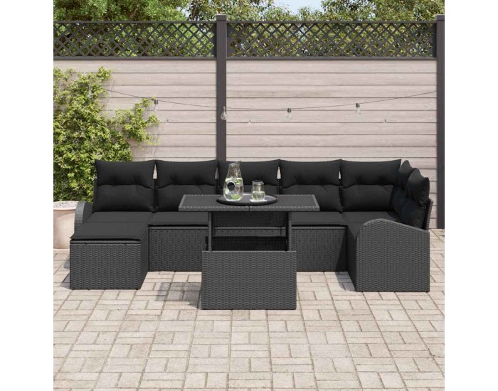 Sonata H Градински Софа Комплект с възглавница 8 pcs Черно