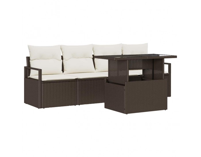 Sonata H Градински Софа Комплект 5 pcs Кафяво и кремаво 100 x 55 x 73 см
