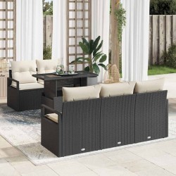 Sonata H Градински Софа Комплект 6 pcs Черно и кремаво 100 х 55 х 73 см - Canapele și bănci de grădină