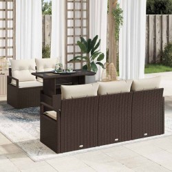 Sonata H Градински Софа Комплект 6 pcs Кафяво и кремаво 100 х 55 х 73 см - Canapele și bănci de grădină