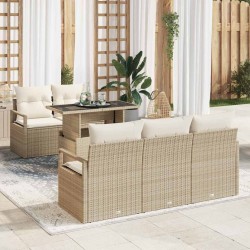 Sonata H Градински Софа Комплект 6 pcs бежово и кремаво 100 х 55 х 73 см - Canapele și bănci de grădină