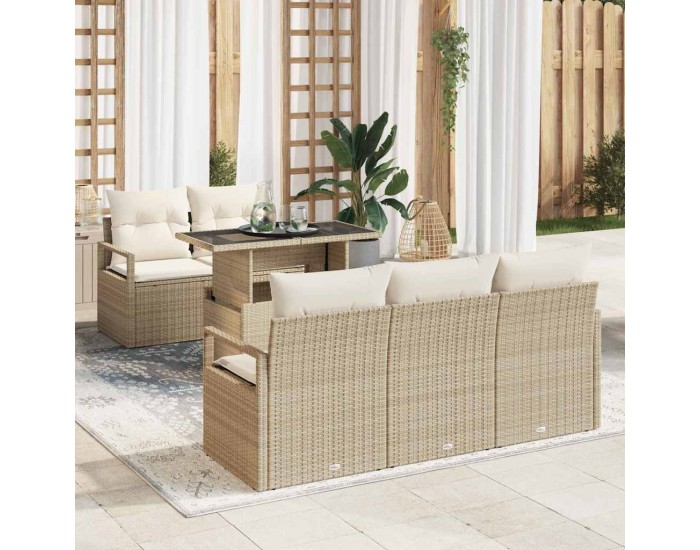 Sonata H Градински Софа Комплект 6 pcs бежово и кремаво 100 х 55 х 73 см