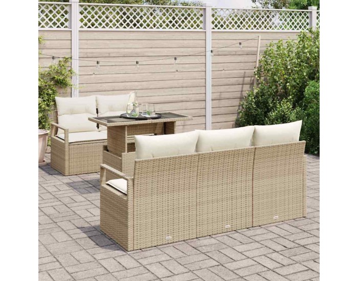 Sonata H Градински Софа Комплект 6 pcs бежово и кремаво 100 х 55 х 73 см