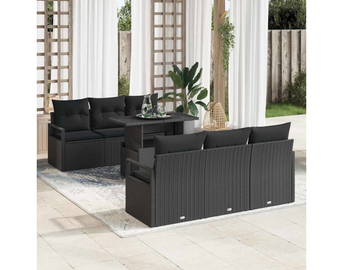 Sonata H Градински Софа Комплект 7 pcs Черно 100 x 55 x 73 см