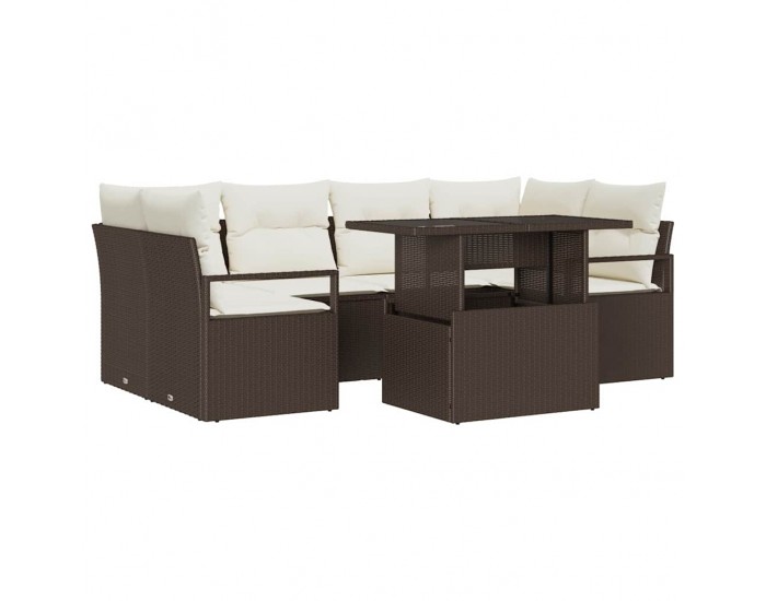 Sonata H Градински Софа Комплект 7 pcs Кафяво и кремаво 100 x 55 x 73 см