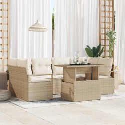 Sonata H Градински Софа Комплект 7 pcs бежово и кремаво 100 x 55 x 73 см - Canapele și bănci de grădină