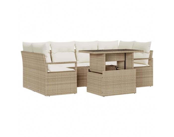 Sonata H Градински Софа Комплект 7 pcs бежово и кремаво 100 x 55 x 73 см