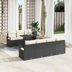 Sonata H Градински Софа Комплект 8 pcs Черно и кремаво 100 x 55 x 73 см - Canapele și bănci de grădină