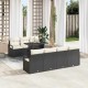 Sonata H Градински Софа Комплект 8 pcs Черно и кремаво 100 x 55 x 73 см
