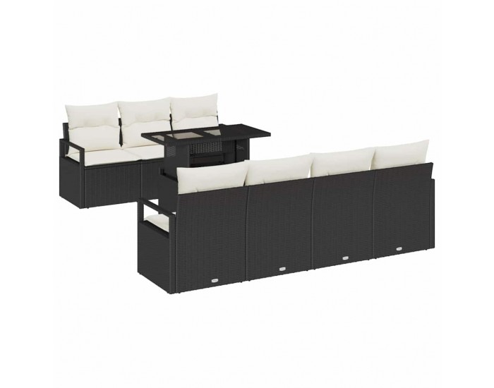 Sonata H Градински Софа Комплект 8 pcs Черно и кремаво 100 x 55 x 73 см