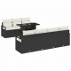 Sonata H Градински Софа Комплект 8 pcs Черно и кремаво 100 x 55 x 73 см