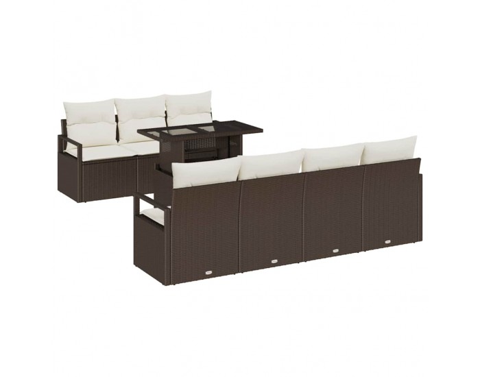 Sonata H Градински Софа Комплект 8 pcs Кафяво и кремаво 100 x 55 x 73 см