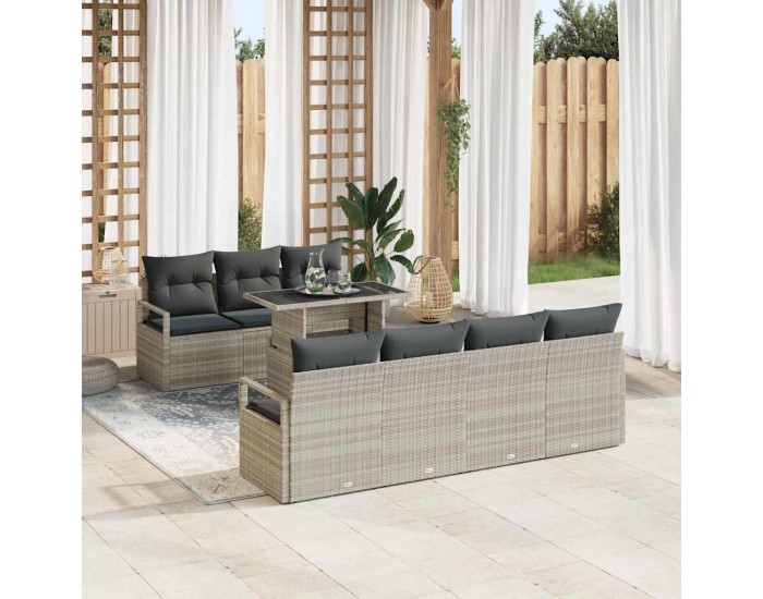 Sonata H Градински Софа Комплект 8 pcs Светлосиво 100 x 55 x 73 см
