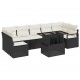 Sonata H Градински Софа Комплект 8 pcs Черно и кремаво 100 x 55 x 73 см