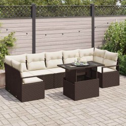 Sonata H Градински Софа Комплект 8 pcs Кафяво и кремаво 100 x 55 x 73 см - Canapele și bănci de grădină