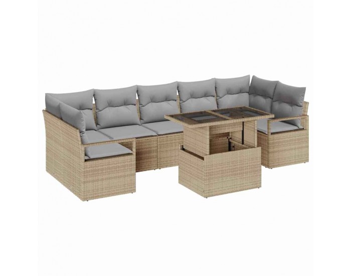 Sonata H Градински Софа Комплект с възглавница 8 pcs бежово и светлосиво