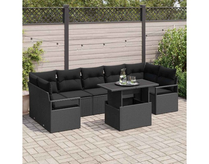 Sonata H Градински Софа Комплект 8 pcs Черно 100 x 55 x 73 см
