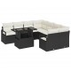 Sonata H Градински Софа Комплект 9 pcs Черно и кремаво 100 x 55 x 73 см