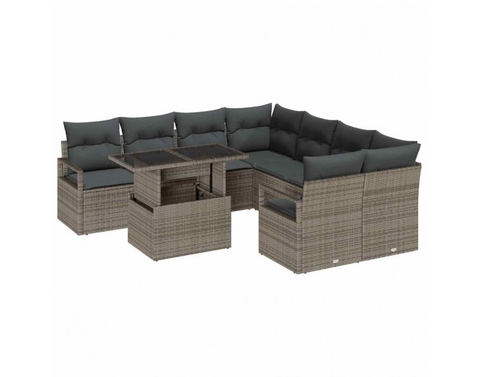 Sonata H Градински Софа Комплект 9 pcs Сив 100 x 55 x 73 см