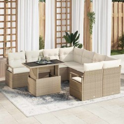 Sonata H Градински Софа Комплект 9 pcs бежово и кремаво 100 x 55 x 73 см - Canapele și bănci de grădină