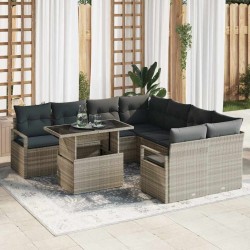 Sonata H Градински Софа Комплект 9 pcs Светлосиво 100 x 55 x 73 см - Canapele și bănci de grădină